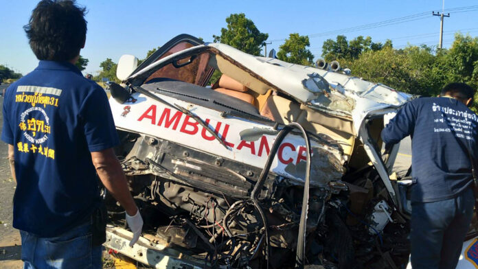 Wrecked ambulance after the accident on Nov. 25, 2019. Wrecked ambulance after the accident on Nov. 25, 2019.