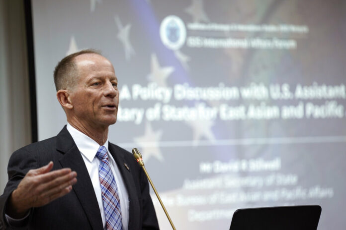 David Stilwell, the U.S. State Department’s assistant secretary for East Asia and the Pacific, left, speaks during a forum in Kuala Lumpur, Thursday, Oct. 31, 2019. The senior U.S. official says a free and open Indo-Pacific concept is not a move to expand U.S. domination but reflects Washington’s “enduring engagement” to prosper the region. Photo: Vincent Thian / AP