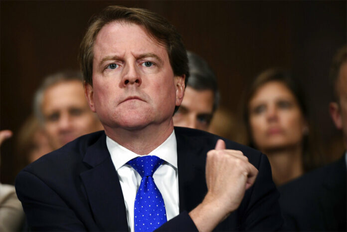 In this Sept. 27, 2018, file photo, then-White House counsel Don McGahn listens as Supreme court nominee Brett Kavanaugh testifies before the Senate Judiciary Committee on Capitol Hill in Washington. A federal judge has ordered McGahn to appear before Congress in a setback to President Donald Trump’s effort to keep his top aides from testifying. The outcome could lead to renewed efforts by House Democrats to compel testimony from other high-ranking officials, including former national security adviser John Bolton. Photo: Saul Loeb / Pool Photo via AP, File