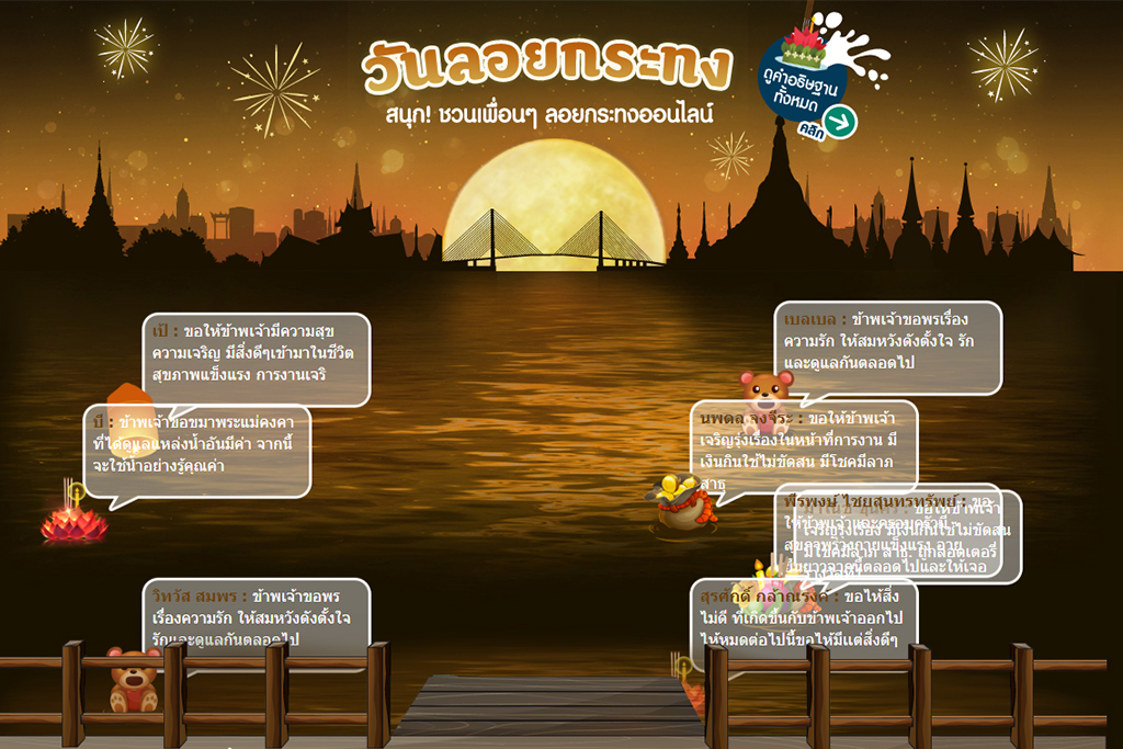 A screenshot from online Loy Krathong site Sanook.com.