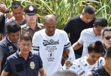 American Who Fled Pattaya Court Shoots Himself, 2 Accomplices Arrested Noi Nilthes after his surrender on Nov. 6, 2019 in Khao Chakan, Sa Kaeo.