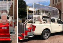 Popemobile for Thailand’s Papal Visit Unveiled (Photos) Pope Francis’ popemobile for his Thailand visit.