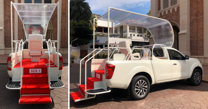 Pope Francis’ popemobile for his Thailand visit.