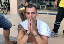 Drunk, Naked Russian Tries to Hijack a Yacht on Koh Samui: Police Ianin Lev Aleksandrovich apologizes to the police after his arrest on Nov. 17, 2019.