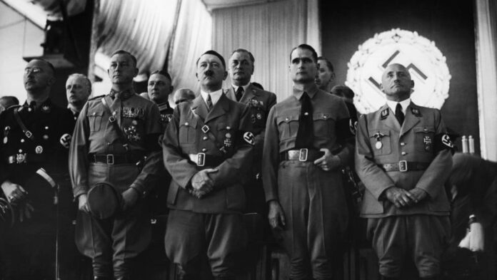 Adolf Hitler with senior Nazi leaders in 1937.