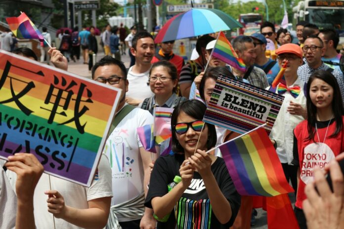 Tokyo pride parade in 2017. Image: Kyodo Tokyo pride parade in 2017. Image: Kyodo