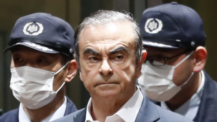 File photo of Ghosn upon release on bail in April 2019 in Tokyo