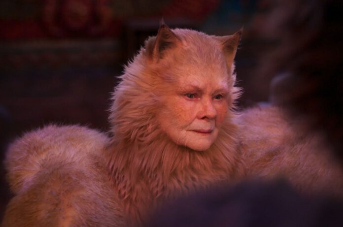 This image released by Universal Pictures shows Judi Dench as Old Deuteronomy in a scene from