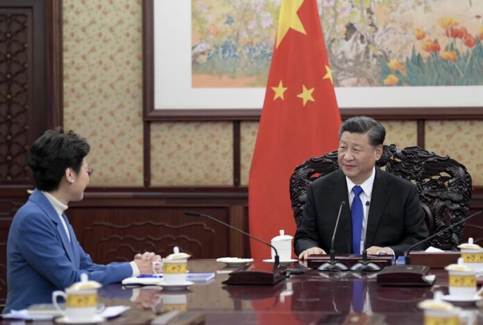 Chinese President Xi Jinping meets with Chief Executive of Hong Kong Special Administrative Region (HKSAR) Carrie Lam in Beijing, capital of China, Dec. 16, 2019. Carrie Lam is on a duty visit to Beijing. (Xinhua/Li Xueren)