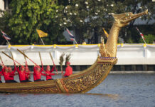 Where to Watch the Royal Barge Procession in Bangkok (Maps) Oarsmen paddle their boat during the rehearsal for the Royal Barge Precession on the Chao Phraya River Bangkok, Thailand, Wednesday, Dec. 4, 2019. The Royal Barge Procession event is part of the coronation of Thailand's King Maha Vajiralongkorn and will be held on Dec. 12. Photo: Sakchai Lalit / AP