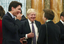Trump Calls Trudeau ‘Two-Faced’ as Palace Gossip Goes Viral Britain's Princess Anne The Princess Royal, right, talks to NATO delegates from left, Canadian Prime Minister Justin Trudeau and Britain's Prime Minister Boris Johnson, during a reception at Buckingham Palace, in London, as Nato leaders attend to mark 70 years of the alliance, Tuesday Dec. 3, 2019. Photo: Yui Mok / AP