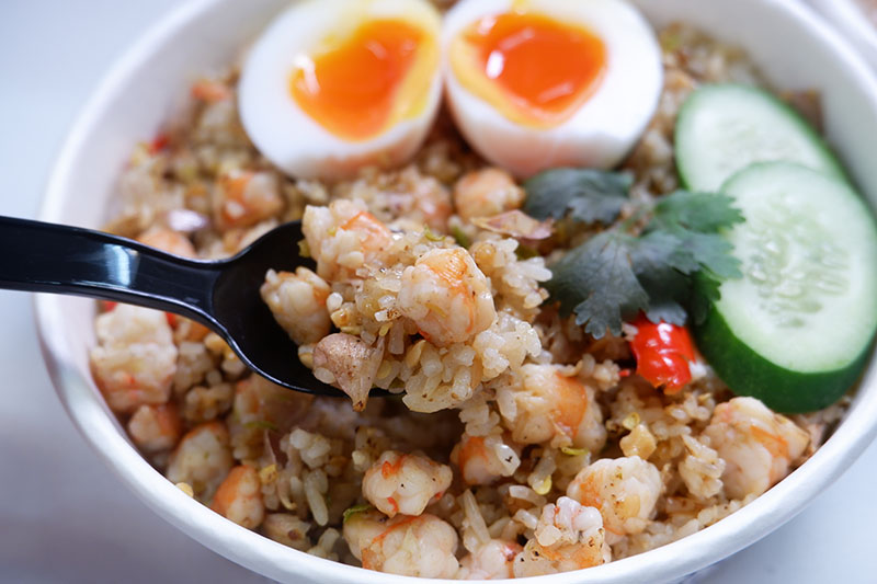 Shrimp prik-klua fried rice (198 baht). 