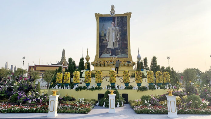 Portrait of His Majesty the Late King Bhumibol at the the National Father’s Day event at Sanam Luang.