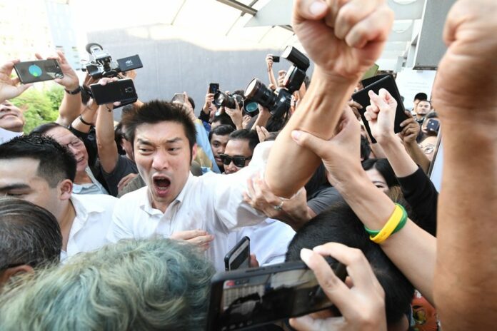Thanathorn Juangroongruangkit at an anti-government protest in Bangkok on Dec. 14, 2019.