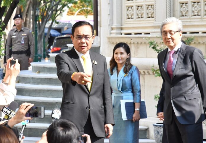 PM Prayuth Chan-ocha speaks to reporters at Government House on Dec. 26, 2019.