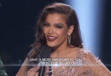 Miss Universe Fahsai Lands Top 5, Stirs Debate on Gov’t Surveillance Paweensuda “Fahsai” Drouin answers her final-round question at the Miss Universe 2019 pageant Sunday night in Atlanta, Georgia.
