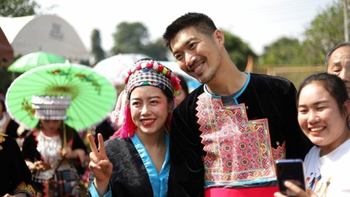 Future Forward Party chairman Thanathorn Juangroongruangkit participated in Hmong traditional New Year celebration in Tak province on Dec. 27, 2019.