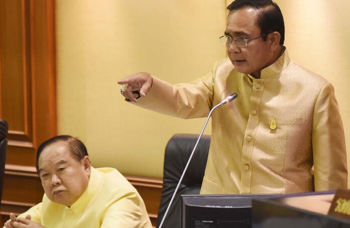 A file photo of Prayut Chan-o-cha and Prawit Wongsuwan.