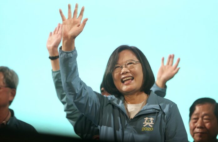In this Jan. 5, 2020, file photo, Taiwan's 2020 presidential election candidate, Taiwan president Tsai Ing-wen of the Democratic Progressive Party (DPP), attends a campaign rally in Taipei, Taiwan. (AP Photo/Chiang Ying-ying, File)