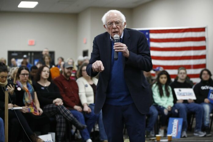 Democratic presidential candidate Sen. Bernie Sanders, I-Vt., speaks during a campaign event, Sunday, Jan. 5, 2020, in Boone, Iowa. (AP Photo/Patrick Semansky)