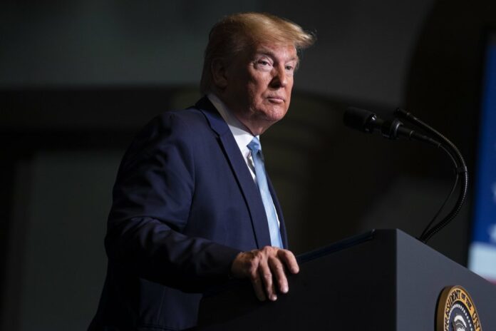 President Donald Trump speaks during an