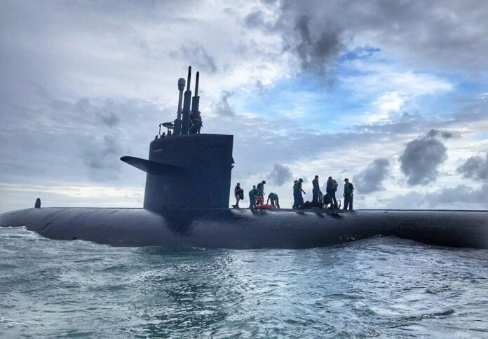 Thai and US navy officers during a joint submarine drill in the Andaman Sea in 2017. Image: Royal Thai Navy
