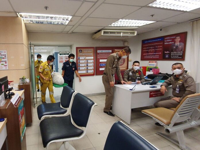 Body of Hungarian national Balog Laszlo is carried out of Suvarnabhumi Airport Police Station on Jan. 26, 2020.