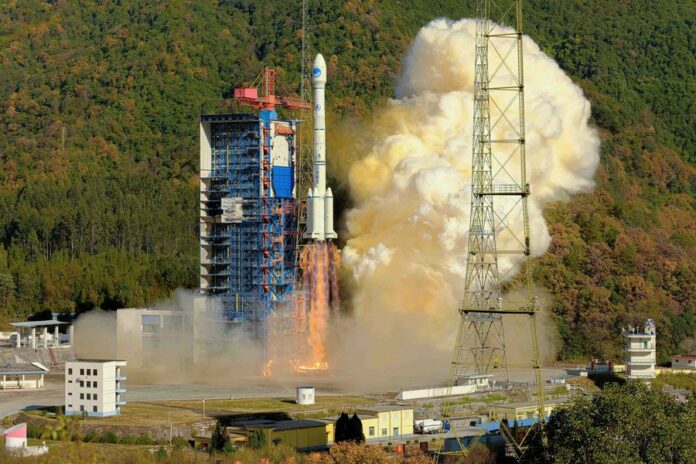 A Long March-3A carrier rocket carrying two satellites of the BeiDou Navigation Satellite System (BDS) blasts off from Xichang Satellite Launch Center in Xichang, southwest China's Sichuan Province, on Dec. 16, 2019.(Photo by Guo Wenbin/Xinhua)
