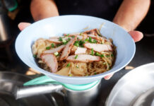Tourists Still Don’t Know About These Decades-Old Street Food in Bangkok A bowl of 45 baht noodles from the noodle shop in Soi Chan 43.