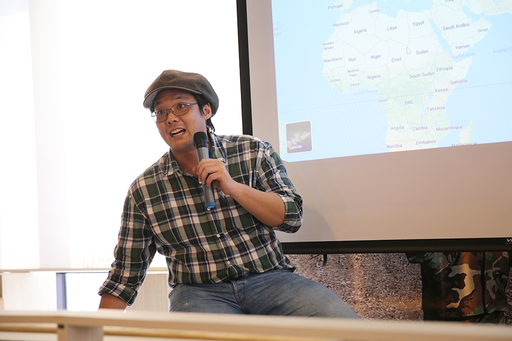 Pongsorn Bhumiwat speaks to his fans during a fan meeting event on Jan. 28, 2020.