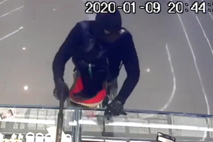 A still from CCTV footage showing the suspect during the heist on Jan. 9, 2020.