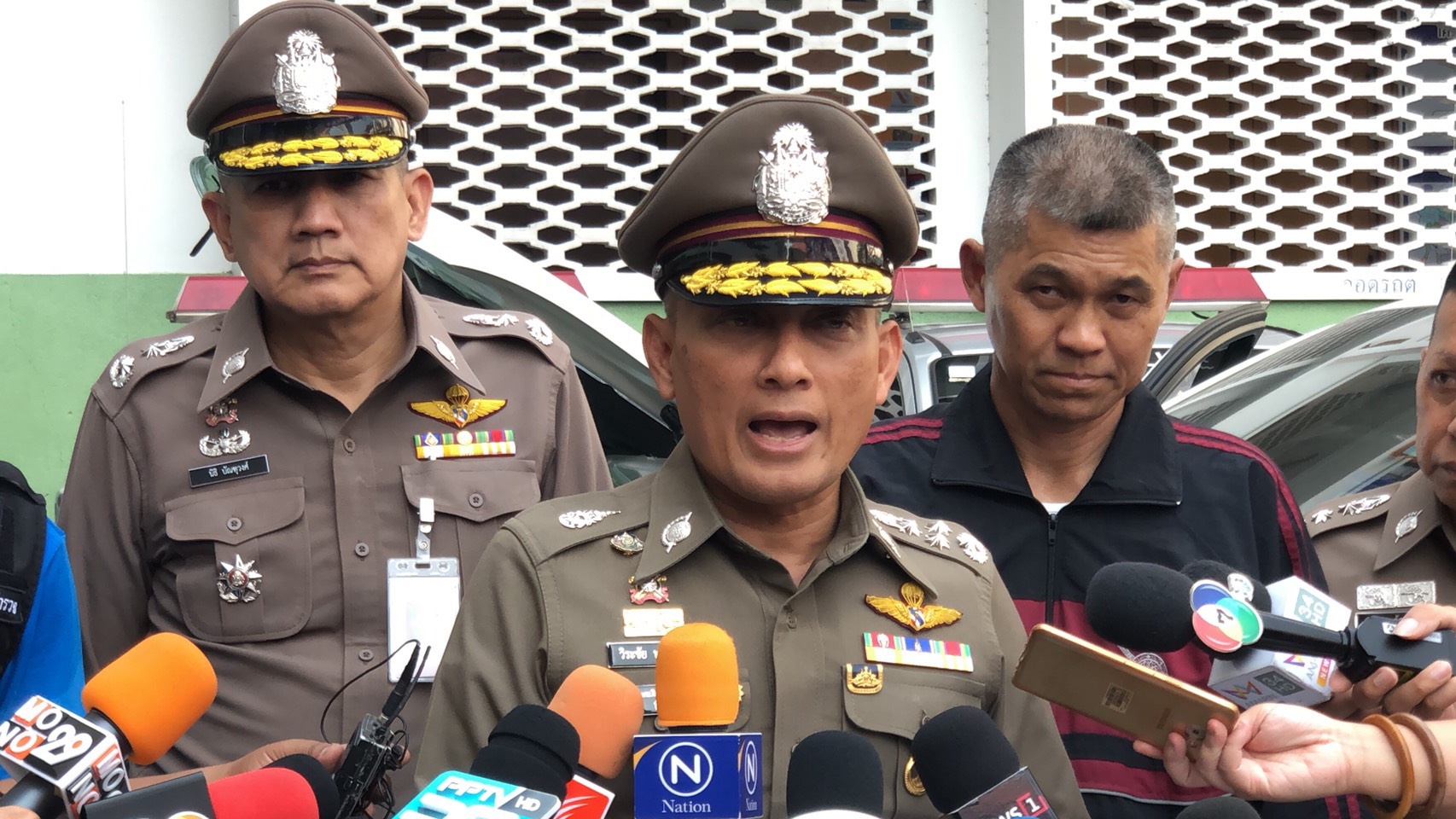 Deputy police chief Wirachai Songmetta speaks to the media after inspecting evidence from the shooting case on Jan. 9, 2020.