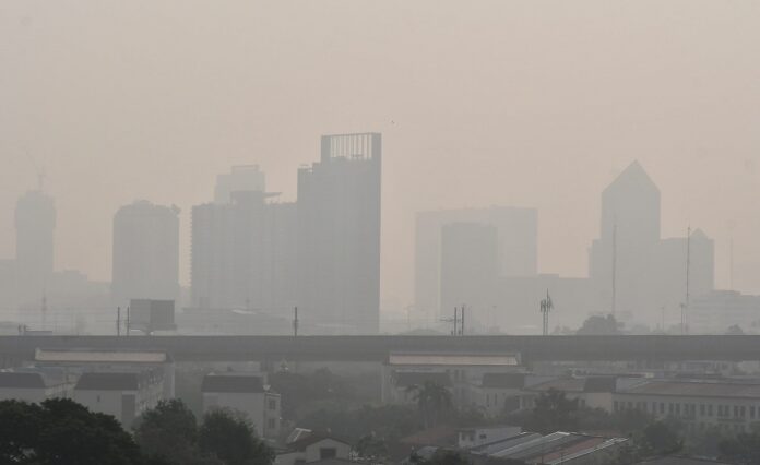 A file photo of smog over Bangkok.