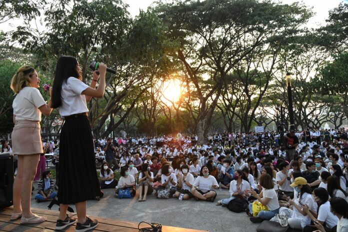 Protest at Chulalongkorn University on Feb. 24, 2020.