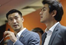 Future Forward Party Found Guilty, Disbanded by Court A file photo of Future Forward Party founders Thanathorn Juangroongruangkit and Piyabutr Saengkanokkul.