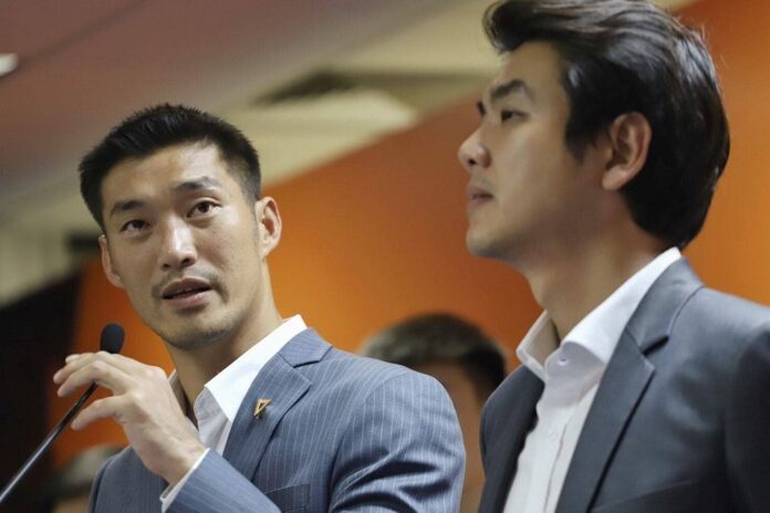 A file photo of Future Forward Party founders Thanathorn Juangroongruangkit and Piyabutr Saengkanokkul.