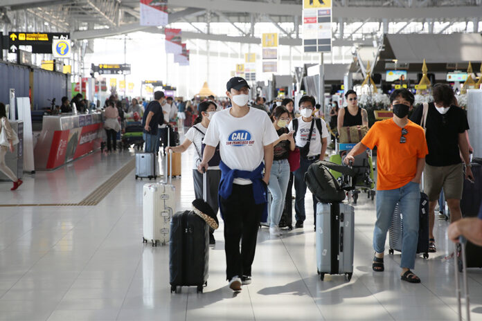 A man wears a face mask at Suvarnabhumi Airport.