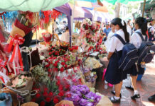 School Bans Roses on V-Day to Preserve Students’ Moral Purity Students shop for bouquets of roses sold at the Flowers Market in Bangkok on Feb. 13, 2020.