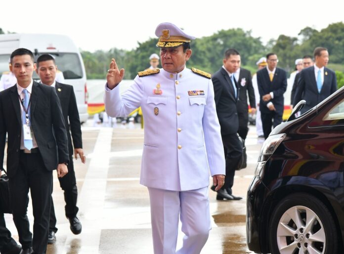 Gen. Prayut Chan-o-cha visits a military academy on Aug. 5, 2018.