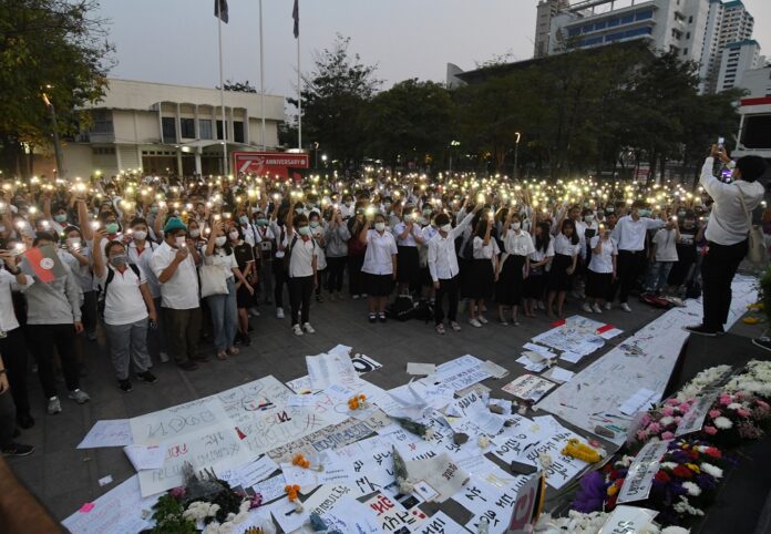 Anti-government protest at Srinakharinwirot University in Bangkok on Feb. 26, 2020.