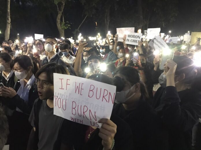 A protest at Chiang Mai University on Feb. 25, 2020.