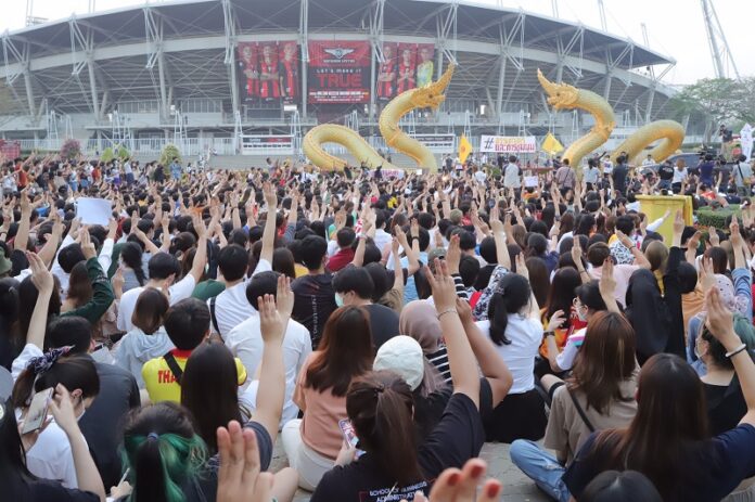 Anti-government protest at Thammasat University in Pathum Thani province on Feb. 26, 2020.