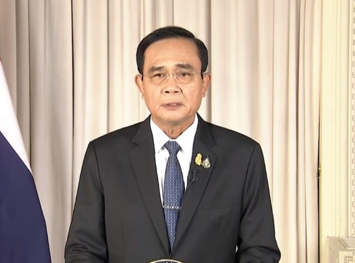 PM Prayut Chan-o-cha speaks on March 25, 2020.