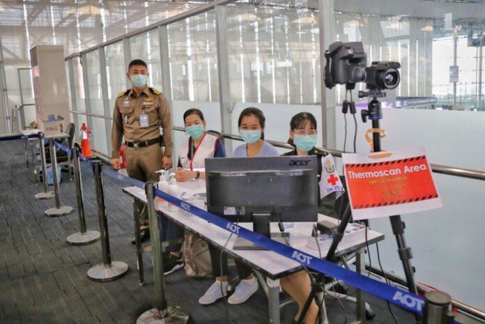A file photo of a health checkpoint in Suvarnabhumi Airport.