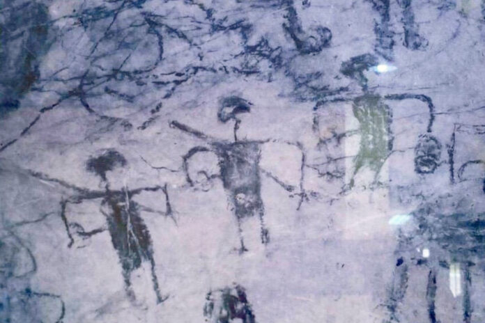 A photo showing one of the paintings found at Khao Yala archaeological site. A photo showing one of the paintings found at Khao Yala archaeological site.