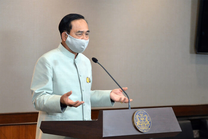 Prime Minister Prayut Chan-ocha announces the declaration of a state of emergency on March 24, 2020.