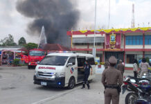 Cops Hunting for Fugitive From Prison Riot Over Coronavirus Smoke rises above Buriram Prison as prisoners stage a riot on March 29, 2020.