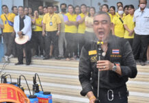Man Defies Order to Stop Spraying People With ‘Disinfectant’ Somsak Sripetch demonstrates his disinfectant spray to the media on March 12, 2020.