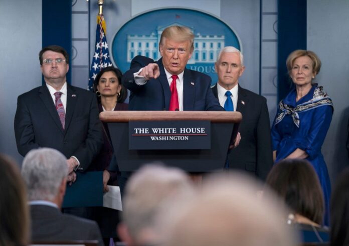 President Donald Trump speaks during press briefing with the coronavirus task force, at the White House, Wednesday, March 18, 2020, in Washington. (AP Photo/Evan Vucci)