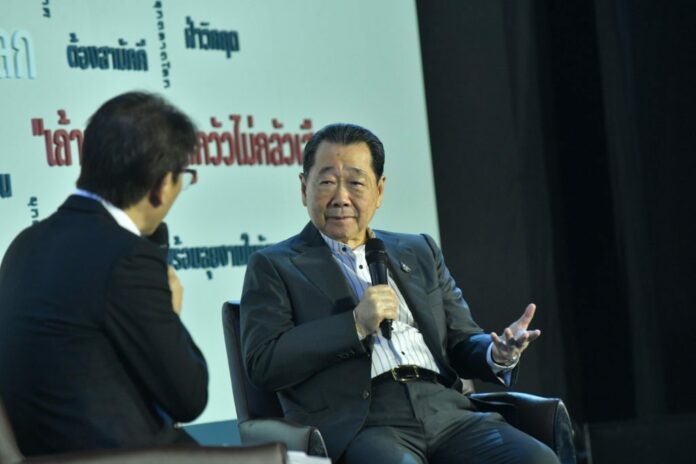 CP Group’s senior chairman, Dhanin Chearavanont speaks at a panel held by Matichon Group in Nonthaburi on Oct. 6, 2019.